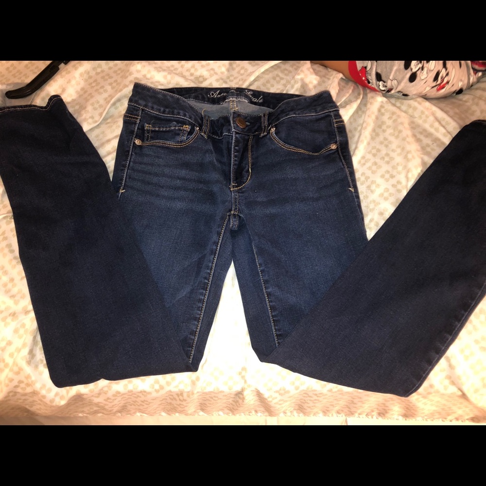 Size 6 dark wash straight legged jeans.